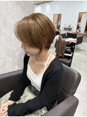 那覇美容室/おもろまち美容室/シナモンベージュ/小顔ショート
