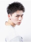 メンズ王道アップバングベリーショート黒髪ツーブロック