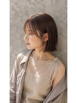 ヴィータ ヘア デザイン(Vita Hair Design)&nbsp;艶感ボブ×暖色ブラウンカラーシースルーバングデザインカラー