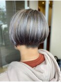 20代30代40代ハイライト透け感ストレート大人ボブ