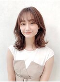 ★大人ミディアム外ハネ小顔くびれヘア透明感カラー韓国風/銀座