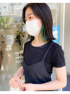 エマ 谷山店(EMMA) ミディアム　インナーカラー　切りっぱなし