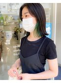 ミディアム インナーカラー 切りっぱなし