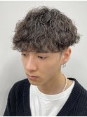 波巻きツイストスパイラルツーブロック束感マッシュメンズパーマ