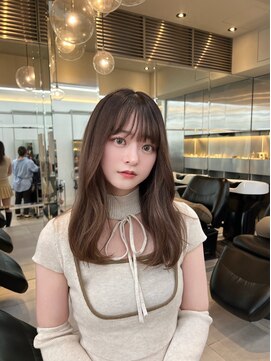 ノク 渋谷(nok) 暗髪セミロング_美髪ピンクブラウン切りっぱなしボブ