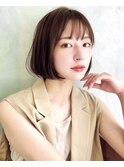 大人可愛い20代30代40代小顔ワンサイドショートボブ丸み肩上