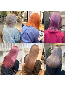 アンス 大阪梅田(ANs.) 大人可愛いピンクオレンジダブルカラーくびれボブ透明感ロング