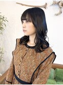 ミディアムヘア/コテ巻き/顔まわり