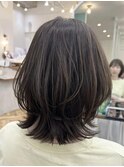 くびれウルフダークアッシュミディアムレイヤー◎20代~50代