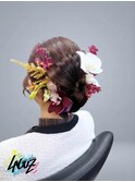 【ヘアセット】華やかタイトリボンヘア&生花 茅ヶ崎
