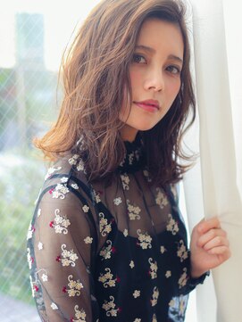 マイラ 銀座(myla) かきあげバング銀座大人可愛い小顔ナチュラルミディアムボブ