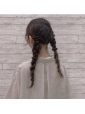 ツイン編みおろし