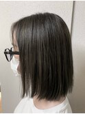 アッシュグレー_マロンベージュ Aラインボブ かきあげ