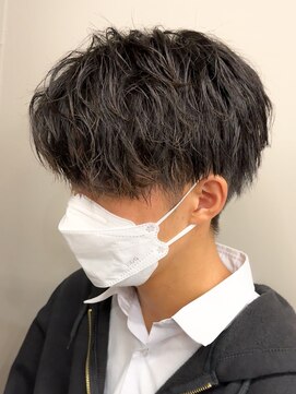 エルマーク(L-MARK) スパイラルパーマツイストパーマアップバング短髪メッシュ