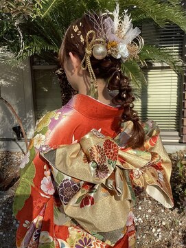 ナカオコアフュール(NAKAO COIFFURE) 成人式　前撮り　ヘアセット　玉ねぎヘア　水引