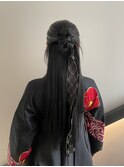 フェミニンロングウェーブミディアム着物ヘア成人式卒業式吉祥寺