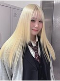 12621髪質改善金髪ホワイトブロンドマロンベージュストレート