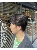 フェザーパーマ/フェザーショート/センターパート/メンズカット