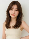 顔周りカット レイヤーカット ブラウンベージュ 韓国ヘア 20代