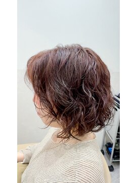 ボブパーマ×チェリーピンク