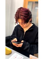 メンズサロン キング 心斎橋店(Men’s salon K!ng) フェザーショートアップバングセンターパートメンズハイライト