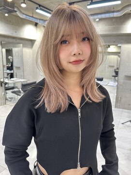 サイン 表参道(SIGN) 顔周りミディアムレイヤーカットブリーチ無し髪質改善ボブ表参道