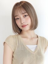 カバーヘア ブリス 北浦和(COVER HAIR bliss)&nbsp;丸みショートボブ/ミルクティーベージュハイトーンカラーp北浦和