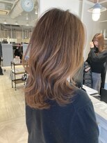 シェノン 赤羽店(CHAINON)&nbsp;抜け感たっぷりセミロングレイヤ-オレンジベージュ赤羽美容室