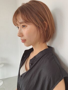 オーリーエトワ 御器所(oorry.etwa) 無造作ナチュラルボブ×ブリーチなしオレンジベージュ