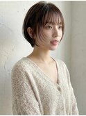 グレージュブラウン小顔レイヤーショートボブA14志木30代40代