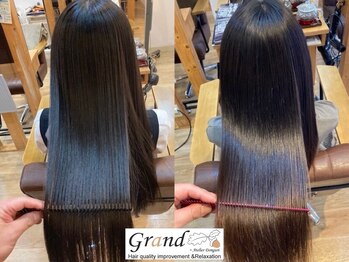 グランバイ アトリエドングリ(Grand × AtlierDonguri)の写真/【8時~24時まで営業】他店で断られたハイダメージ/極度のうねりもここで解決。髪質改善縮毛矯正で湿気対策