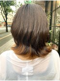 ミルクティーベージュ×インナーカラーオレンジ