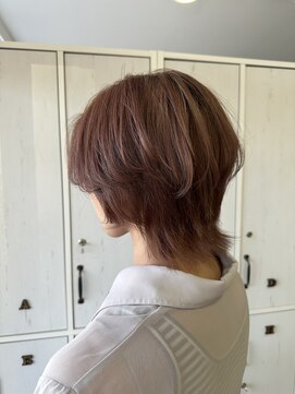 ハピネス 泊店(happiness) ショートウルフ×まろやかピンクベージュ