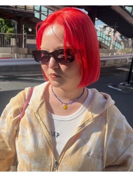 カンナ オーガニック ヘアデザイン(CANNA ORGANIC & HAIR DESIGN) コーラルピンクオレンジ×ボブ