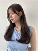 ロングレイヤー/顔まわりレイヤー/ブラウングレージュ/