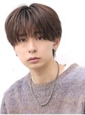 ナチュラルラウンドマッシュニュアンスパーマシースルーバング