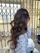 ミラ(Mila)&nbsp;ロング！韓国巻きハーフツイン★ベロアリボン