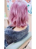 #透明感ピンクパープルボブ