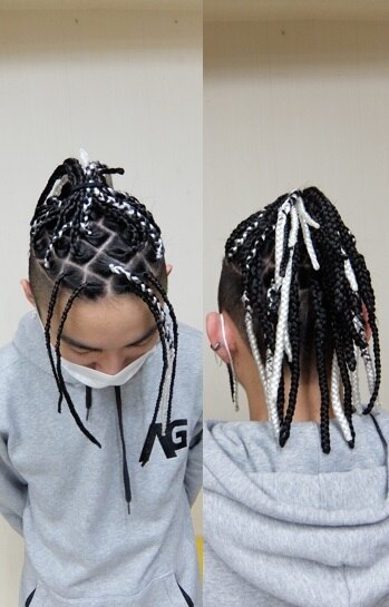 メンズ☆ショートブレイズ☆白黒系色ブレイズエクステ：L144675720