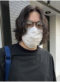 伸ばしかけニュアンスパーマ黒髪束間モテる流行