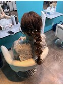 編み込みポニーテール