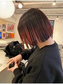 デザインカラーコントラストハイライト切りっぱなしボブ