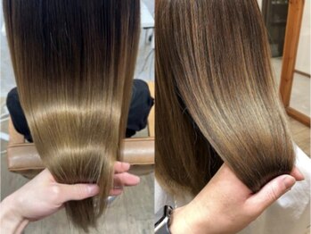 フィガロ ミーナ 東生駒店(FIGARO MINA)の写真/髪に優しい酸性ストレートでクセ改善◎湿気に負けない自然な美髪へ！お手入れ簡単で毎日可愛く♪