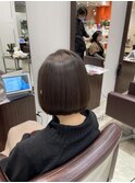 ナチュラルボブ前下がりミニボブ前髪あり