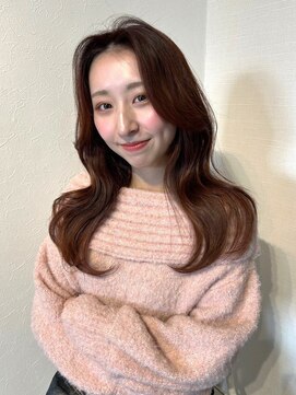 アンニュ(annuy) 前髪なし くびれヘア  韓国ヘア センターパート 透明感カラー