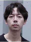 渋谷スパイラルパーマメンズパーマセンターパート緩め30代fifth