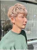 ブリーチマッシュショートメンズツーブロックデザインカラー