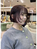 ボヌール 西宮北口(Bonheur)&nbsp;小顔見え×艶ラベンダー大人丸みボブ