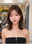 美髪レイヤーカット/顔まわりレイヤー/くびれミディアムレイヤー