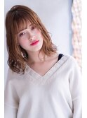 mowen×外ハネミディアム×ラフウェーブ×オレンジベージュ